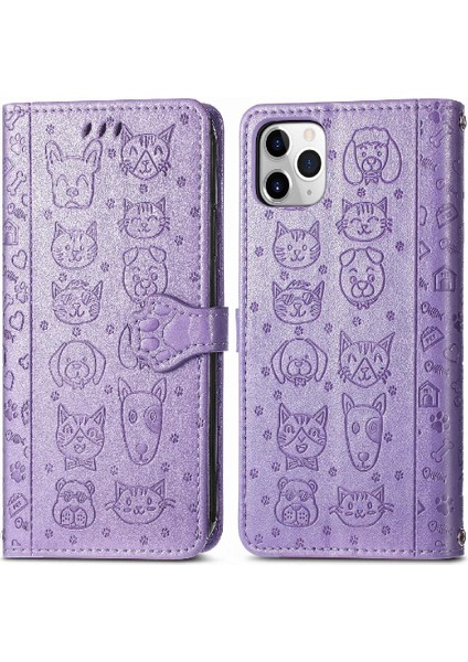 IPhone 11 Için Kılıf Pro Deri Kılıf Kısa Kayış Kapak Kapak Karikatür Hayvanlar (Yurt Dışından)