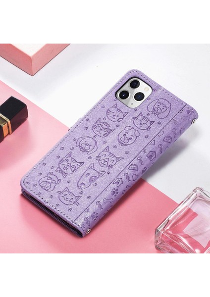 IPhone 11 Için Kılıf Pro Deri Kılıf Kısa Kayış Kapak Kapak Karikatür Hayvanlar (Yurt Dışından)
