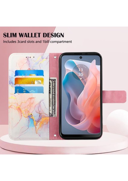 Motorola Moto G 5g 2024 Pu Deri Cüzdan Kickstand Mermer Desen (Yurt Dışından) modelleri