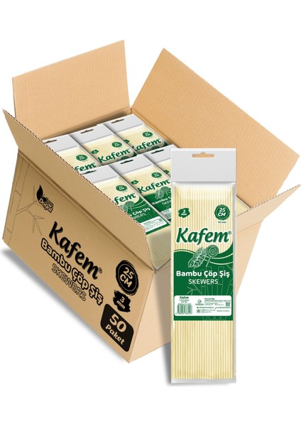 Bambu Çöp Şiş 25 cm 3 mm 100 Lü x 50 Paket