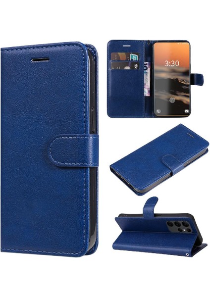 Samsung Galaxy S23 Ultra Klasik Düz Renk Iş Cüzdan Için Flip Case (Yurt Dışından)