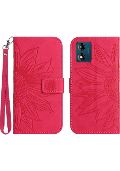 Motorola E13 Için Kart Yuvaları Tutucu ile Kabartmalı Ayçiçeği Flip Telefon (Yurt Dışından)