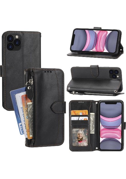 Iphone 11 Için Flip Case Pro Pu Deri Anti Scratch Kickstand Manyetik (Yurt Dışından)