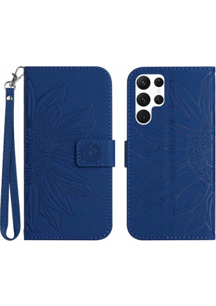 Kart Yuvaları Tutucu ile Samsung Galaxy S24 Ultra Için Kılıf Kabartmalı Flip Pu (Yurt Dışından)