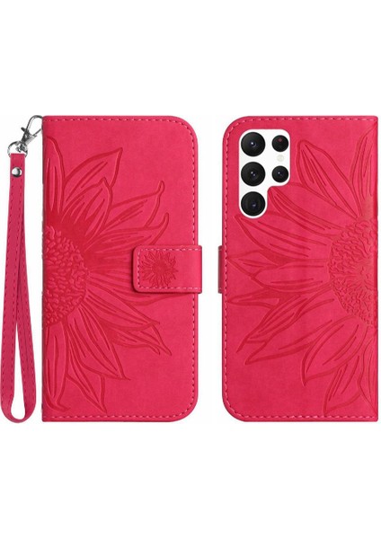 Kart Yuvaları Tutucu ile Samsung Galaxy S24 Ultra Için Kılıf Kabartmalı Flip Pu (Yurt Dışından)