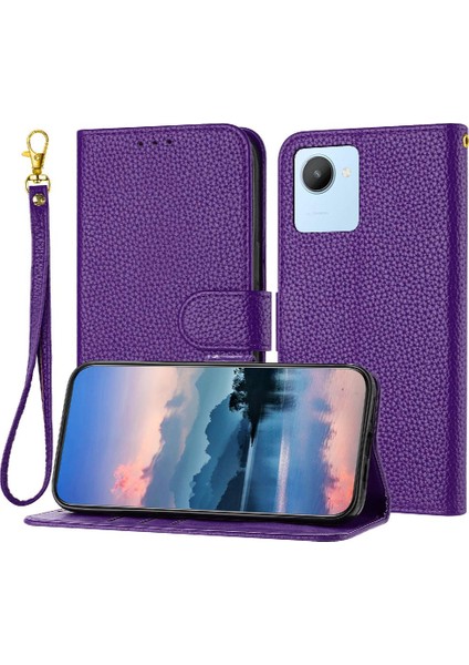 Realme C30 Cüzdan Pu Deri Için Telefon Kılıfı Kart Yuvaları Tutucu Flip Folio (Yurt Dışından)