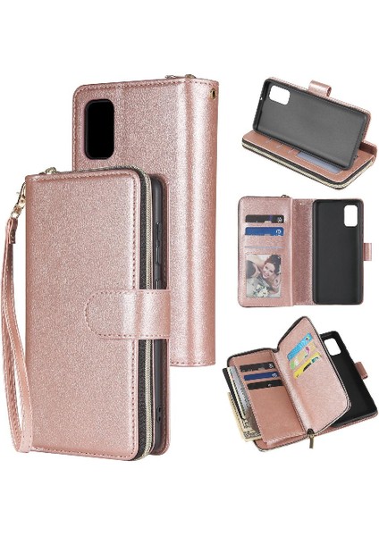 Samsung Galaxy Için Kılıf El Kayışı ile Zipper Fermuar Cep Kart Tutucu Flip (Yurt Dışından)