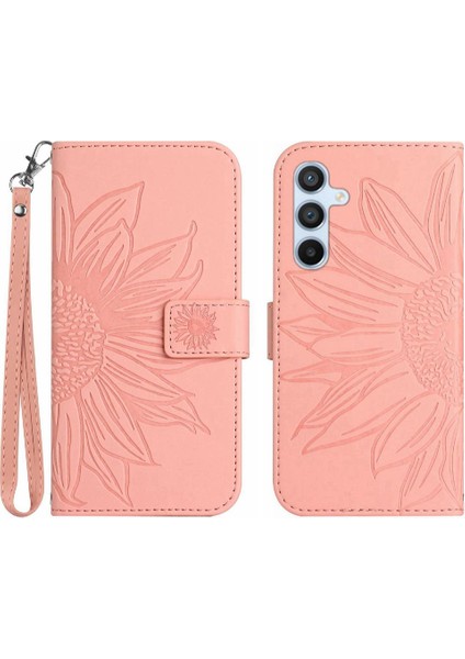 Samsung Galaxy Case 5g Flip Cüzdan Telefon Kılıfı Için Kabartmalı Ayçiçeği (Yurt Dışından)