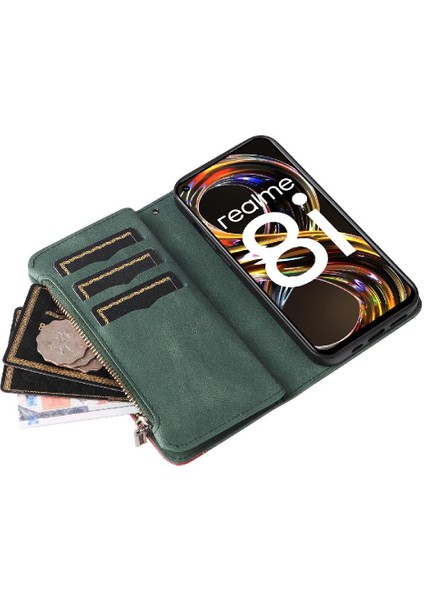 Realme 8i Iki Renkli Dikiş Dokuz Kart Yuvaları Fermuar Cüzdan Tarzı (Yurt Dışından) indirimleri
