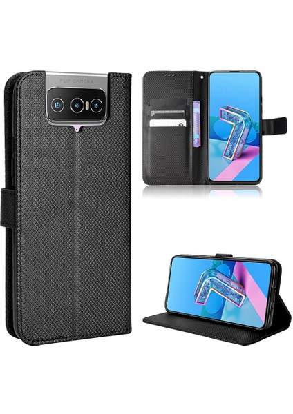 Asus Zenfone 7 Için Kılıf Pro Kart Tutucu Kickstand Kapak Manyetik Cüzdan (Yurt Dışından)