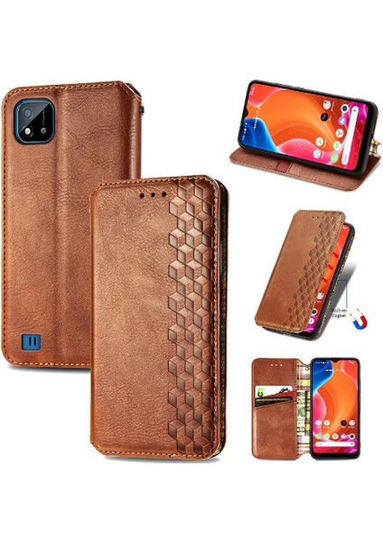 Oppo Realme C20 Cüzdan Fonksiyonu Için Zarif Iş Çevirme Kapağı (Yurt Dışından)