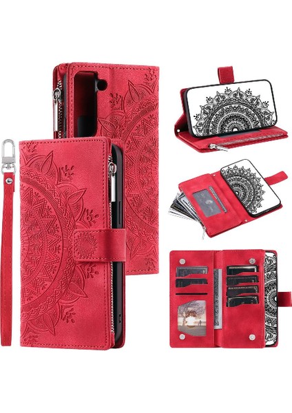 Kırmızı Dikey Çizgili Samsung Galaxy S21 Alüminyum Metal Logo Için Kılıf (Yurt Dışından)