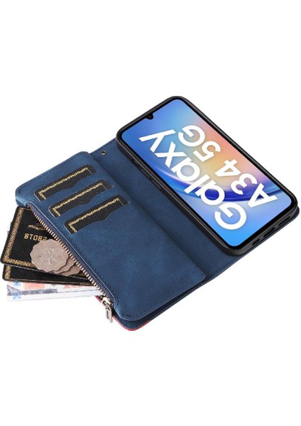 Kart Yuvası Standı Fermuar Cüzdan Tarzı ile Samsung Galaxy A34 5g Için Kılıf (Yurt Dışından) fırsatları