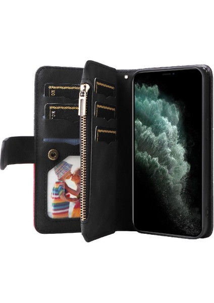 Kart ile IPhone 11 Pro Kickstand Koruyucu Fermuar Cüzdan Tarzı (Yurt Dışından)