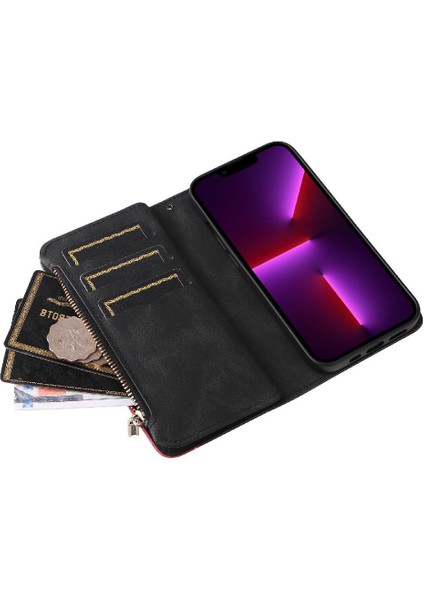 IPhone 13 Için Kılıf Pro Fermuar Cüzdan Tarzı Kickstand Koruyucu Kart ile (Yurt Dışından)