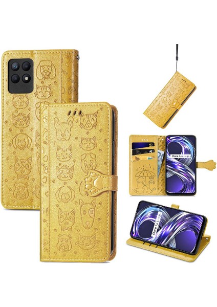 Realme 8i Kısa Kayış Karikatür Hayvanlar Için Kılıf Darbeye Kapak Kılıfı (Yurt Dışından)