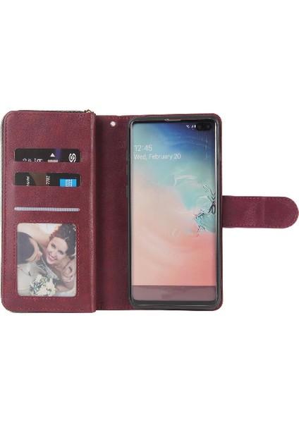 Samsung Galaxy S10 Artı Cüzdan Durumda 9 Kart Yuvaları ile Kapak Çevirin (Yurt Dışından)