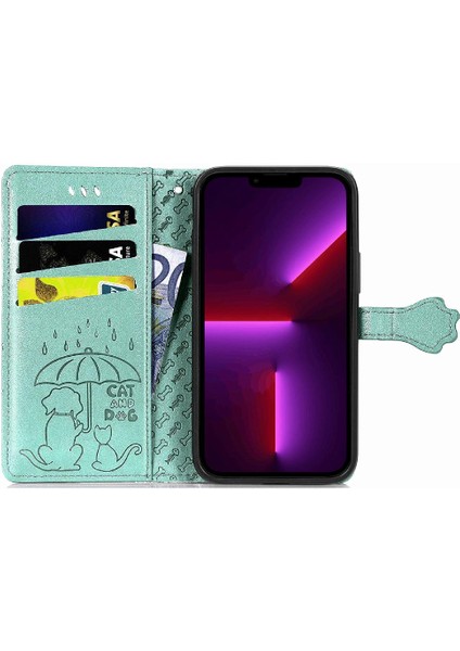 Iphone 13 Mini Deri Kılıf Kapak Kapak Darbeye Karikatür Kısa (Yurt Dışından)