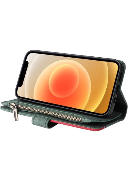 Kart Yuvası Standı Fermuar ile IPhone 12 Mini Kickstand Koruyucu Kılıf (Yurt Dışından)