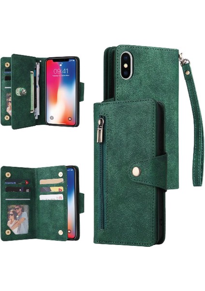 Iphone X/xs Kart Tutucu Fermuar Cüzdan Kapak El Kayışı ile (Yurt Dışından)