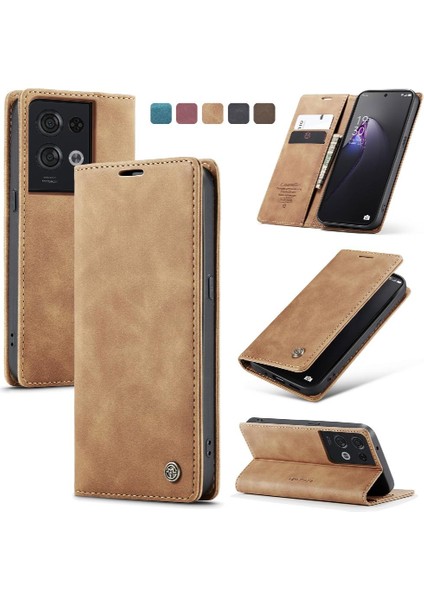 Oppo Oppo 8 Pro 5g Için Flip Case Kart Yuvası Kickstand Vintage Pu Flip (Yurt Dışından)