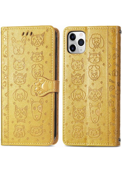 IPhone 11 Için Kılıf Pro Deri Kılıf Kısa Kayış Kapak Kapak Karikatür Hayvanlar (Yurt Dışından)
