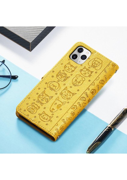 IPhone 11 Için Kılıf Pro Deri Kılıf Kısa Kayış Kapak Kapak Karikatür Hayvanlar (Yurt Dışından)