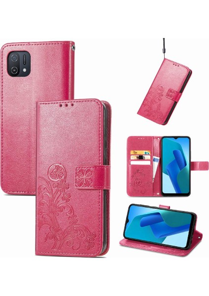 Oppo A16K Zarif Iş Flip Kapak Için Kılıf Kısa Kayış Dört Yaprak (Yurt Dışından)