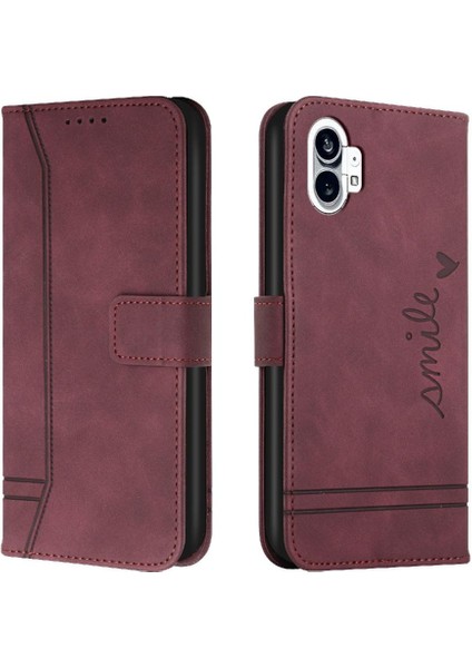 Nothing Telefon Kılıfı Telefon 1 Flip Folio Cüzdan Manyetik Kapatma Kartı Pu (Yurt Dışından)