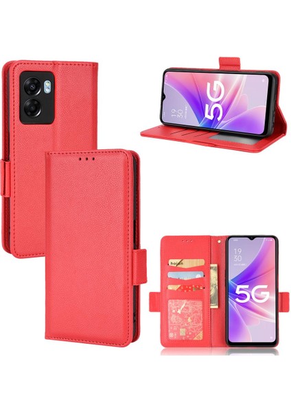 Oppo Için Kılıf A57 5G/A77 5g Cüzdan Kart Yuvaları Tutucu Manyetik Yan Toka (Yurt Dışından)