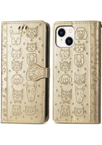 Iphone 14 Için Kılıf Artı Darbeye Karikatür Hayvanlar Deri Kılıf Flip (Yurt Dışından)