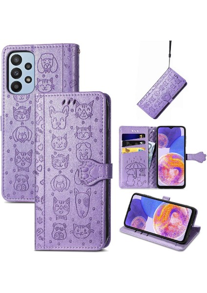 Samsung Galaxy A23 Kılıf Için Kılıf Kısa Kayış Karikatür Hayvanlar Flip (Yurt Dışından) fiyatları