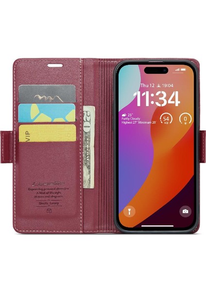 IPhone 15 Pro Anti Dolandırıcılık Kart Yuvası Kickstand Darbeye Dayanıklı (Yurt Dışından)