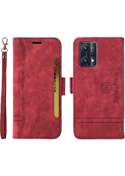 Realme 9 Pro Tpu Deri Manyetik Kart Yuvaları Için Kılıf Cüzdan Kapak Çevirin (Yurt Dışından)