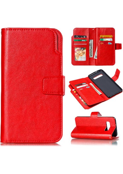 Samsung Galaxy S10 Artı 9 Kart Yuvaları Manyetik Cüzdan Kickstand Pu (Yurt Dışından)