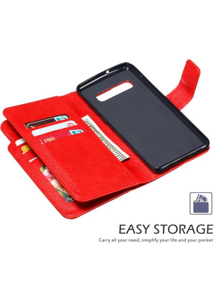 Samsung Galaxy S10 Artı 9 Kart Yuvaları Manyetik Cüzdan Kickstand Pu (Yurt Dışından)