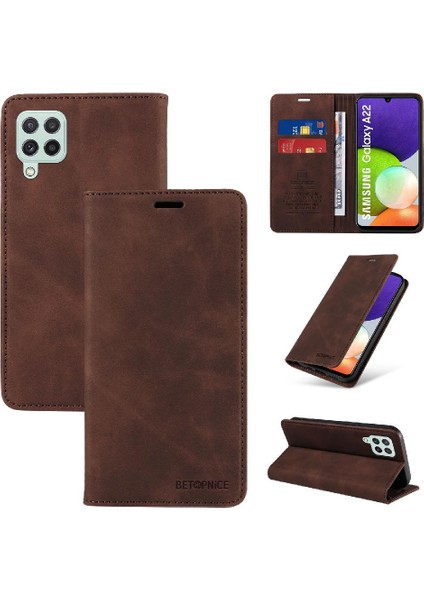 Samsung Galaxy A22 4g Koruyucu Pu Deri Manyetik Folio Cüzdan (Yurt Dışından)