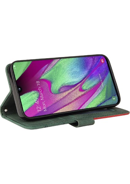Kart Yuvası Standı Pu ile Samsung Galaxy A40 Iki Renkli Dikiş Için Kılıf (Yurt Dışından) modelleri