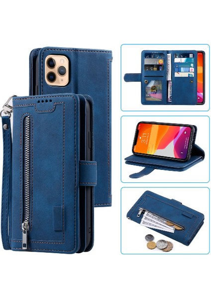 Iphone 11 Için Flip Case Pro Max Kordon Pu Deri 9 Kart Yuvaları Cüzdan (Yurt Dışından)
