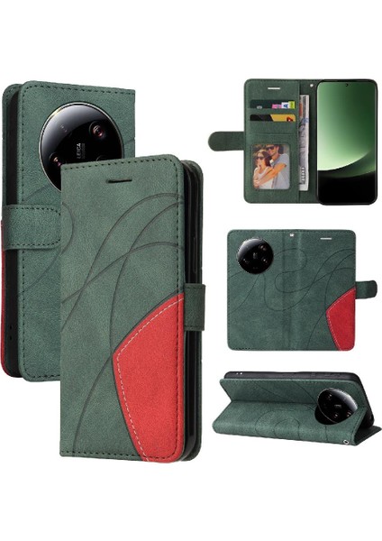 Kart Yuvası Standı Pu Flip ile Xiaomi 13 Ultra Iki Renkli Dikiş Için Kılıf (Yurt Dışından)