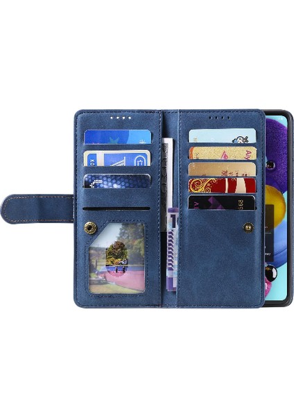 Gx Shop Samsung Galaxy A71 4g 9 Kart Yuvaları Pu Deri Kordon Için Flip Case (Yurt Dışından)