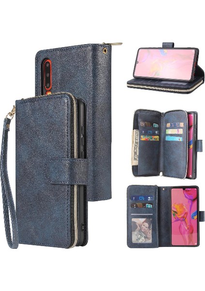 El Kayışı Flip ile 9 Kart Yuvaları ile Huawei P30 Cüzdan Kılıf Için Kılıf (Yurt Dışından)