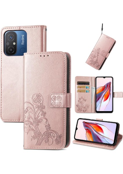 Xiaomi Redmi 12C Flip Kapak Için Kılıf Kısa Kayış Zarif Iş Dört (Yurt Dışından)