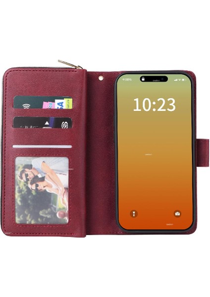 Iphone 15 Pro Max Cüzdan Durumda 9 Kart Yuvaları Kart Tutucu ile Flip (Yurt Dışından)