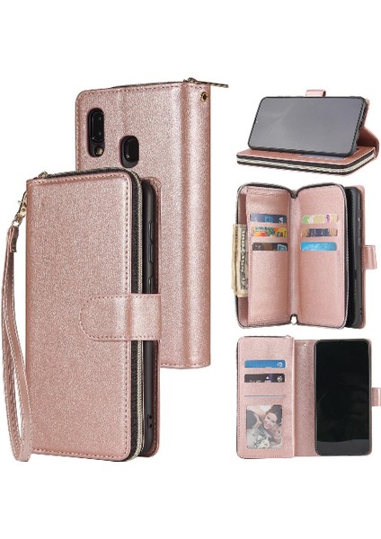 9 Kart Yuvaları ile El Kayışı Cüzdan Kılıf ile Samsung Galaxy A20E Için Kılıf (Yurt Dışından)