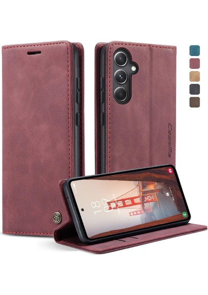 Gx Shop Samsung Galaxy S23 Fe 5g Için Flip Case Vintage Pu Deri Cüzdan Manyetik (Yurt Dışından)