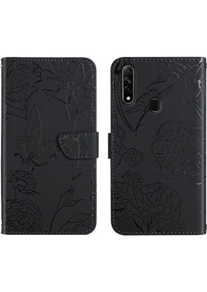 Oppo 2020 2020/A8 Anti-Damla Koruma Çiçekler ve Kelebekler Pu Için Kılıf (Yurt Dışından)