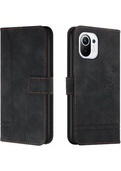 Telefon Kılıfı Için Xiaomi 11 Lite Manyetik Kapatma Pu Deri Flip Folio Kart (Yurt Dışından)