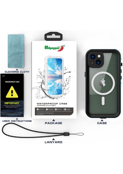 Iphone 14 Için Kılıf Artı Ekran Koruyucu Su Geçirmez IP68 Tam Inşa (Yurt Dışından)