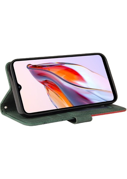Xiaomi Redmi 12C Iki Renkli Dikiş Için Kılıf Kickstand Koruyucu Pu Flip (Yurt Dışından) modelleri